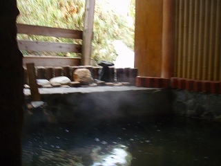 松之山温泉和泉屋の露天風呂と景色
