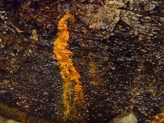 塩原温泉 源美の湯 会津屋の洞窟風呂の壁の浸み出している部分